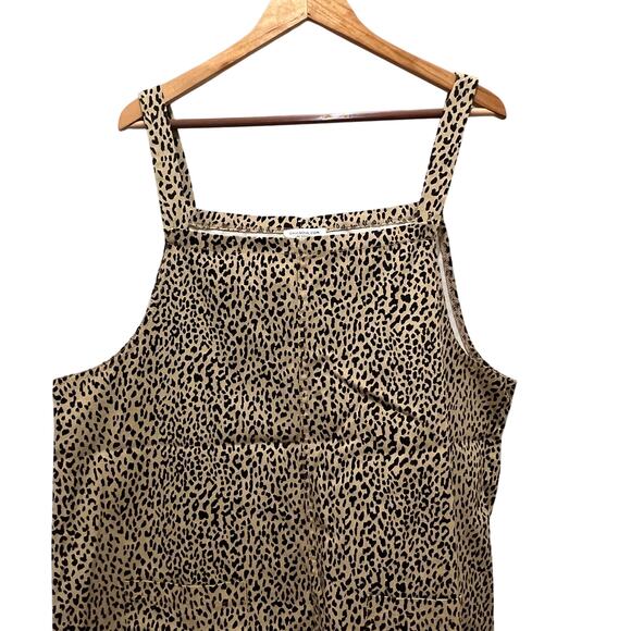 CHICSOUL Leopard Print Adjustable Overall Mini Dress Sz XL Boho Sassy Cottage - Picture 2 of 8